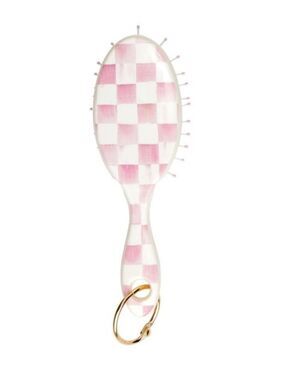 Wet brush x Mackenzie-Childs Keychain Detangler Brush White Pink Rosy Check